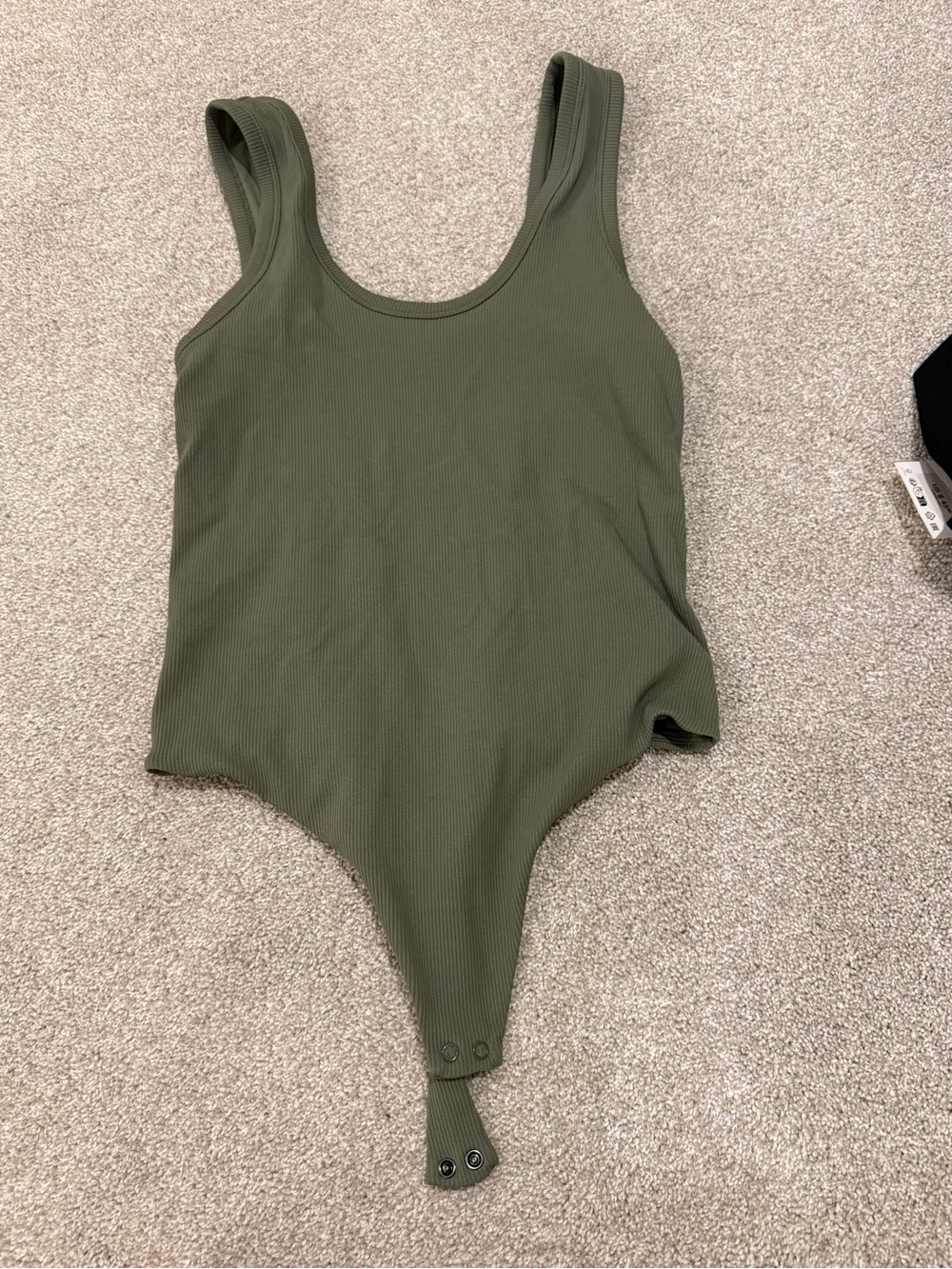 nuuds Olive Ribbed Scoop Neck Bodysuit